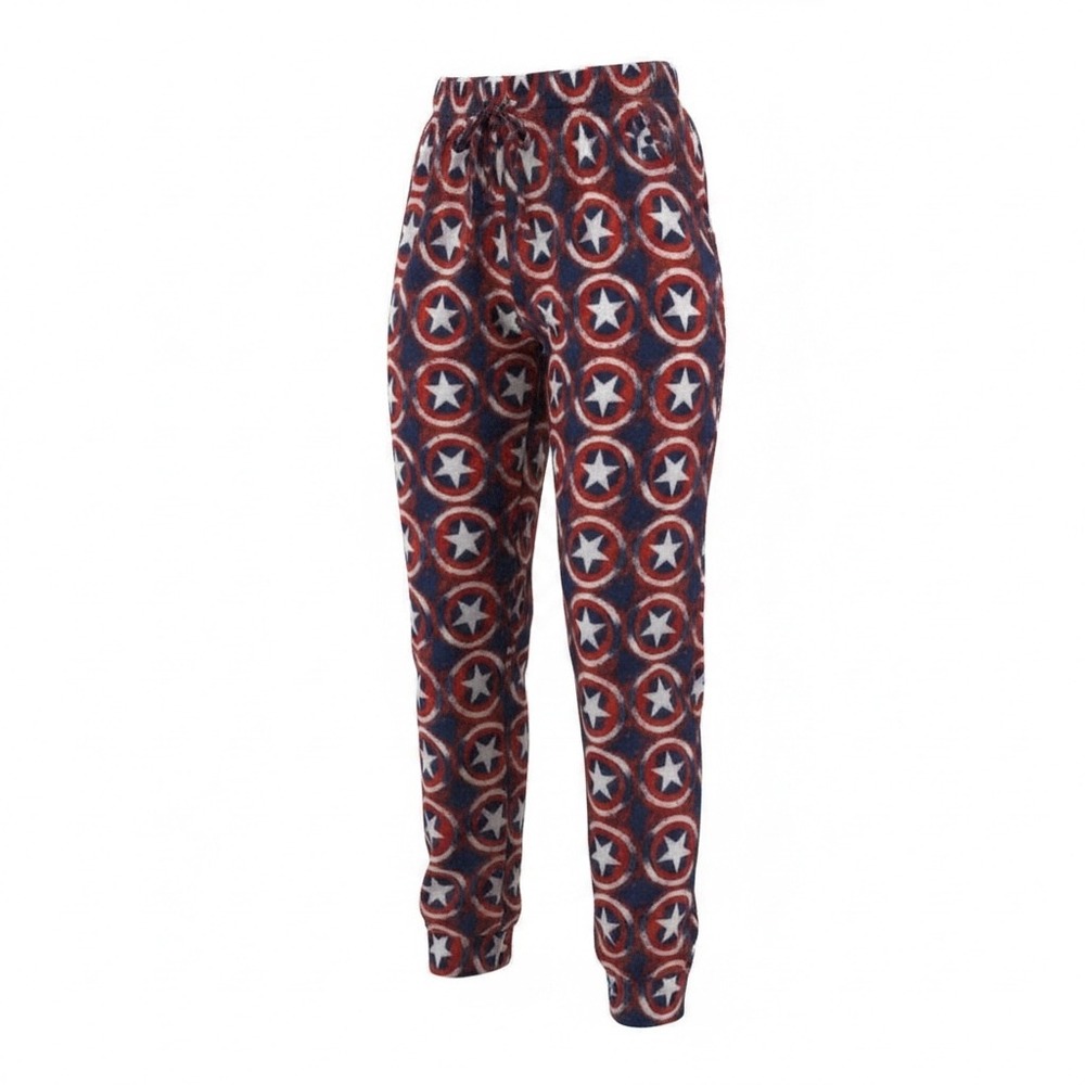 Marvel Captain America Shield Fleece Pajama Pants Mens Medium Red White Blue MD